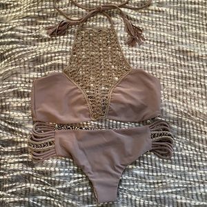 Acacia swimwear Panama bikini set in fig color.